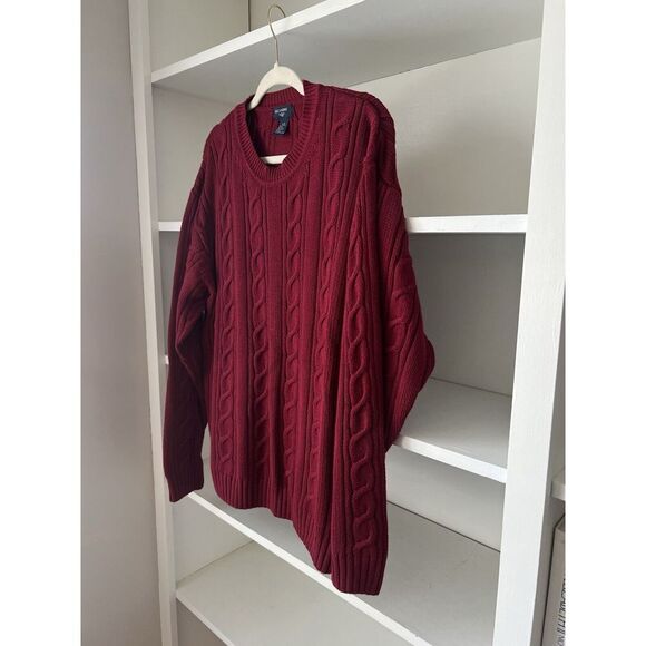 Dockers Mens Sweater Large‎ Red Knit Pullover Crew Neck Sleeve Grandpa Sweater - Picture 5 of 7